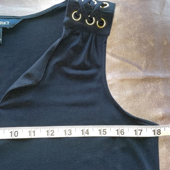 NWOT Ellen Tracy Black & Gold Laced Shoulder Detail Sleeveless Top Size Small - Picture 5 of 10